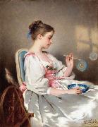 Charles Joshua Chaplin Blowing Bubbles Germany oil painting artist